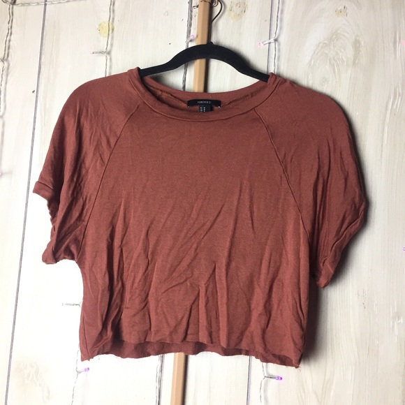 Forever 21 Tops - 🤎4 for $25🤎 Forever21 Brown Cropped Top with cut edges | NWOT